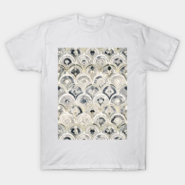 Monochrome Art Deco Marble Tiles T-Shirt by micklyn